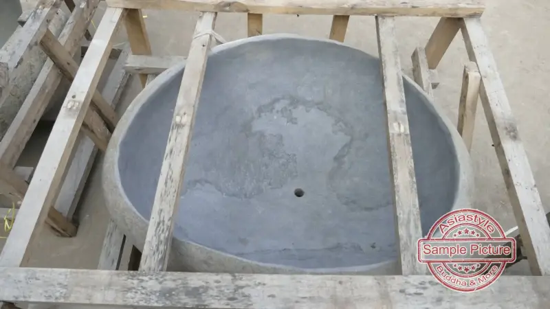 Product image 5 of the product “Basin from Riverstone, Natural surface, polished inside. Dia approx 86-90. Height 46-50 ”